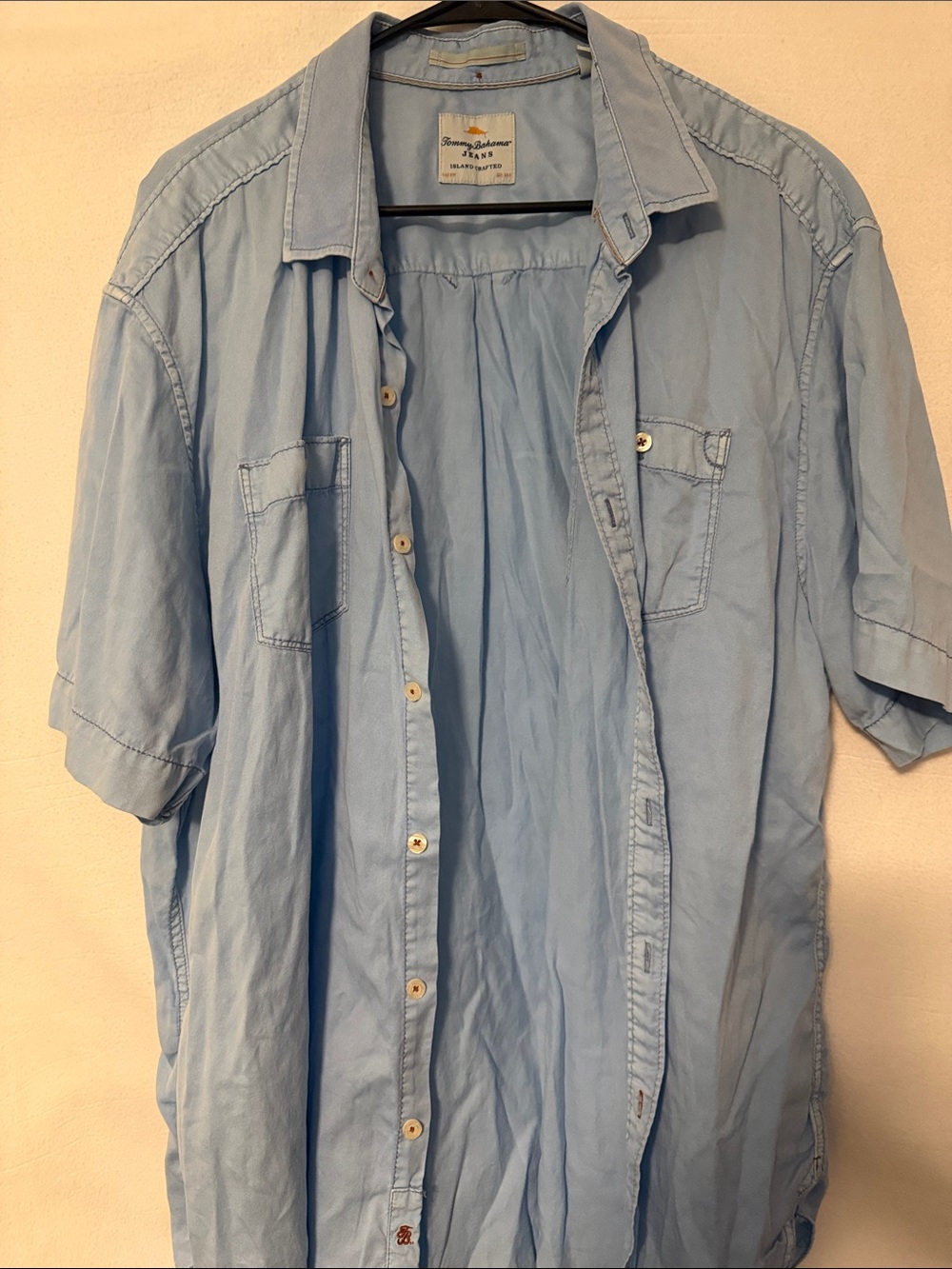 Tommy Bahama Pale Blue Short Sleeve Button-Down Shirt